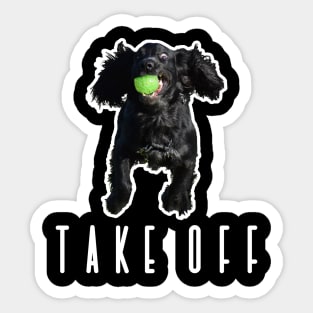 'Take off' funny black working cocker spaniel dog Sticker